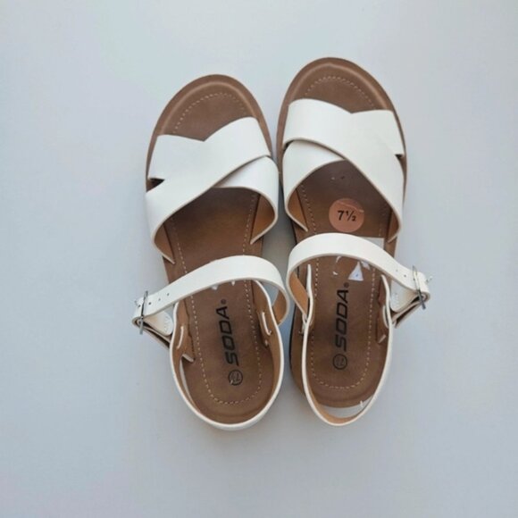 Soda White Strappy Sandals Size 7.5 - Picture 1 of 3